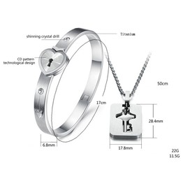 High Quality Lock Shape Titanium Bangle For Lovers 