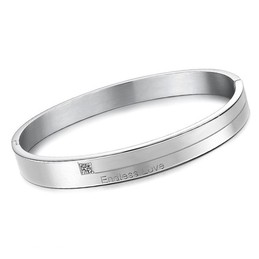 Excellent Quality Concise Titanium Bangle For Lovers With Rhinestone