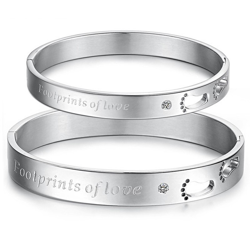 Excellent Quality Titanium Bangle For Lovers With Rhinestone
