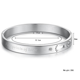 Excellent Quality Titanium Bangle For Lovers With Rhinestone