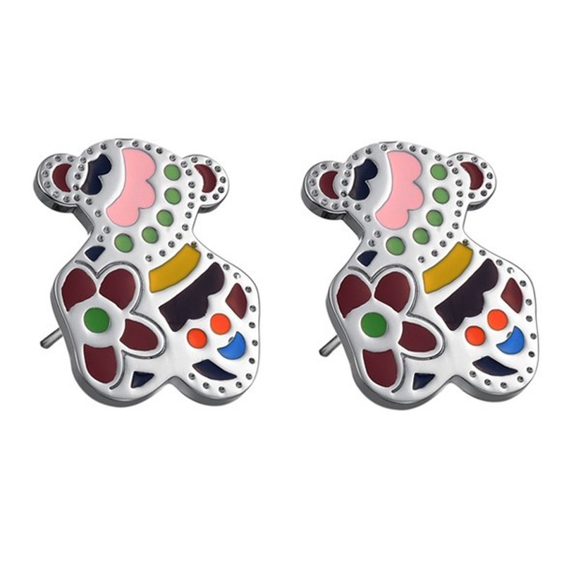 Stable Quality Female Bear Shape Titanium Earrings 