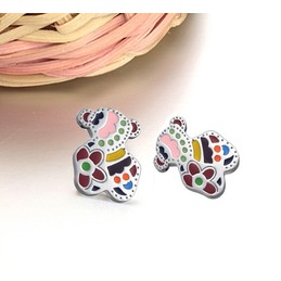 Stable Quality Female Bear Shape Titanium Earrings 