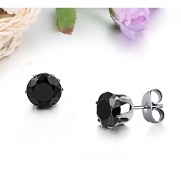High Quality Male Black Titanium Earrings With Diamond
