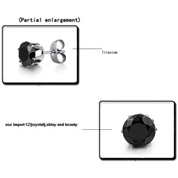 High Quality Male Black Titanium Earrings With Diamond