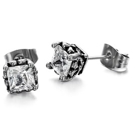 Stable Quality Unisex Titanium Earrings With Diamond