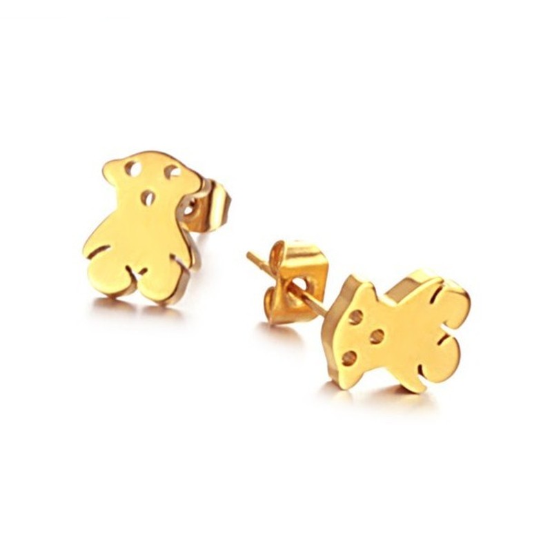 The Queen of Quality Female Bear Titanium Earrings 