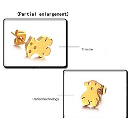 The Queen of Quality Female Bear Titanium Earrings 