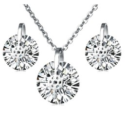 Quality and Quantity Assured Female Snowflake Titanium Necklace And Earrings With Rhinestone