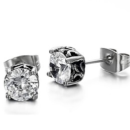 The Queen of Quality Unisex Titanium Earrings With Rhinestone