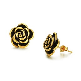 Well-known for Its Fine Quality Female Flower Shape Titanium Earrings 