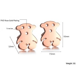 Quality and Quantity Assured Female Bear Shape Titanium Earrings 