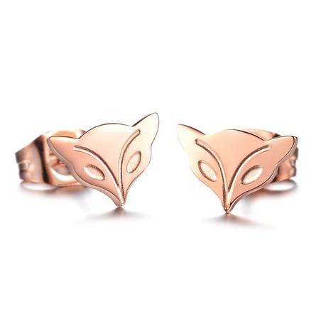 Superior Quality Female Fox Shape Titanium Earrings 