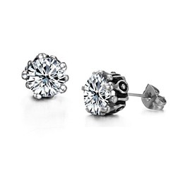 Excellent Quality Female White Titanium Earrings With Rhinestone