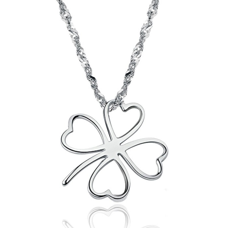 Easy to Use Female Clover Shape Platinum Plating Titanium Necklace 