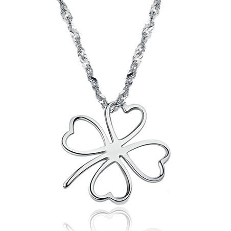 Easy to Use Female Clover Shape Platinum Plating Titanium Necklace 