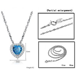 High Quality Female Sweetheart Platinum Plating Titanium Necklace With Rhinestone