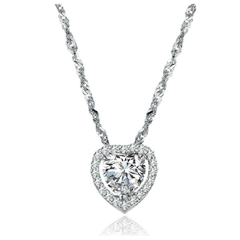 Reliable Quality Female Sweetheart Platinum Plating Titanium Necklace With Rhinestone