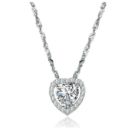 Reliable Quality Female Sweetheart Platinum Plating Titanium Necklace With Rhinestone