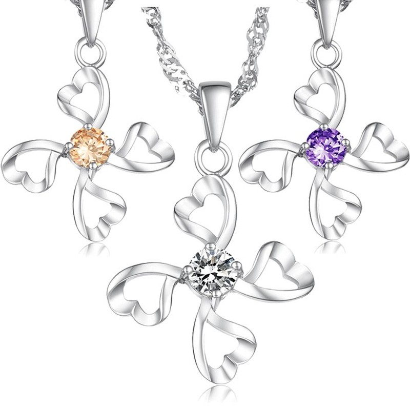 High Quality Female Platinum Plating Titanium Necklace With Diamond