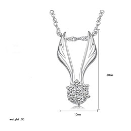 Easy to Use Female Wing Shape Platinum Plating Titanium Necklace With Rhinestone