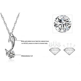 World-wide Renown Female Dolphin Shape Platinum Plating Titanium Necklace With Diamond