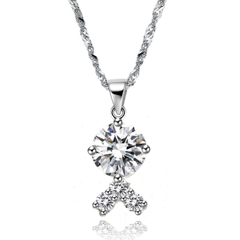 Reliable Quality Female Platinum Plating Titanium Necklace With Rhinestone