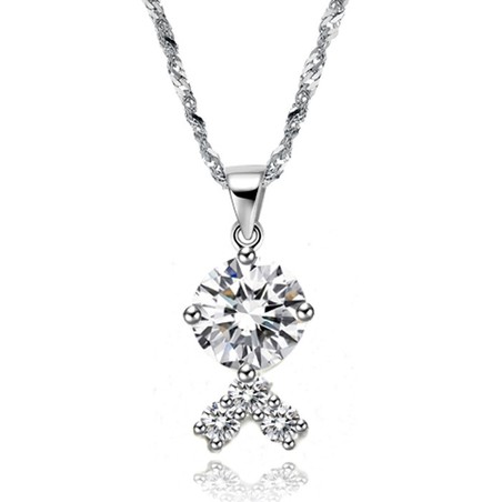 Reliable Quality Female Platinum Plating Titanium Necklace With Rhinestone