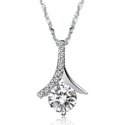 Excellent Quality Female Platinum Plating Titanium Necklace With Diamond