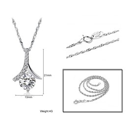 Excellent Quality Female Platinum Plating Titanium Necklace With Diamond