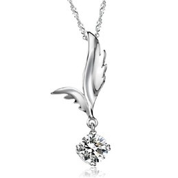 Reliable Quality Female Wing Shape Platinum Plating Titanium Necklace With Rhinestone