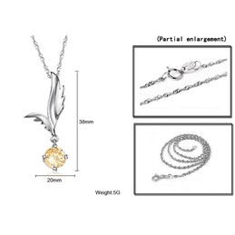 Reliable Quality Female Wing Shape Platinum Plating Titanium Necklace With Rhinestone