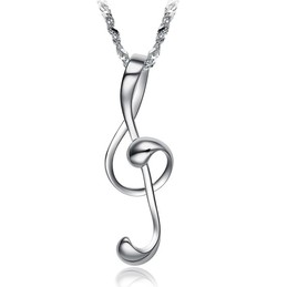 Reliable Reputation Female Musical Notation Platinum Plating Titanium Necklace 