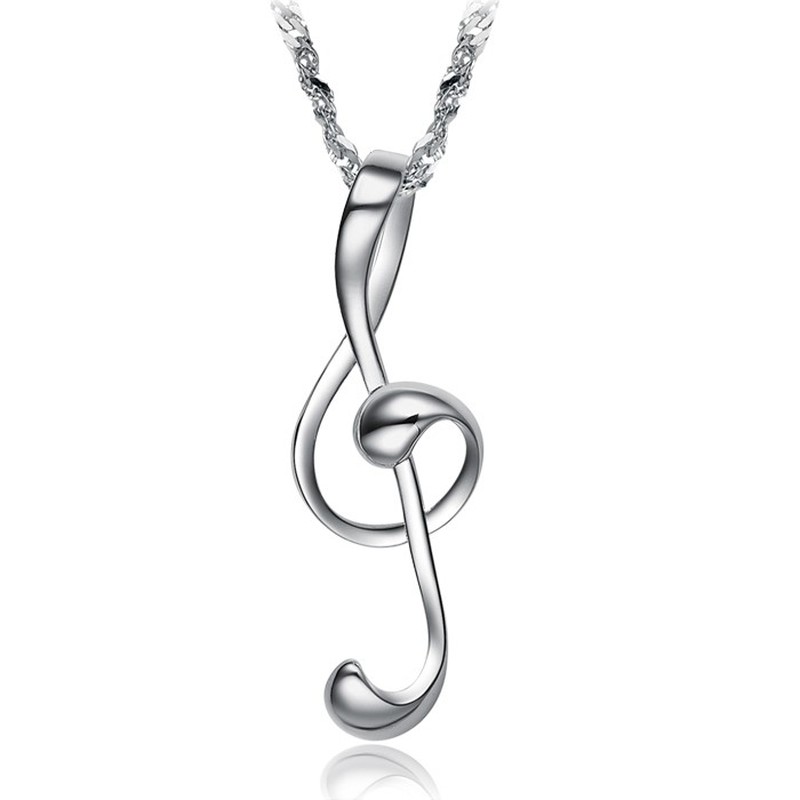 Reliable Reputation Female Musical Notation Platinum Plating Titanium Necklace 