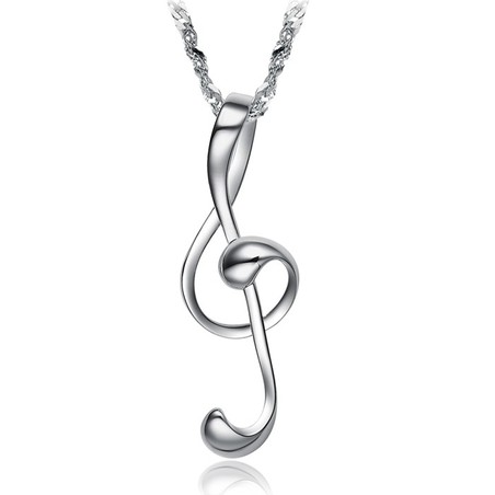Reliable Reputation Female Musical Notation Platinum Plating Titanium Necklace 