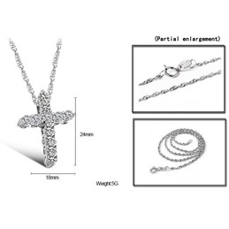 Reliable Reputation Female Cross Platinum Plating Titanium Necklace With Rhinestone