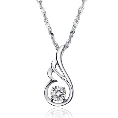 Wide Varieties Female Platinum Plating Titanium Necklace With Diamond