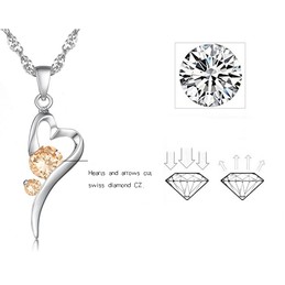 Wide Varieties Female Lock Shape Platinum Plating Titanium Necklace With Diamond