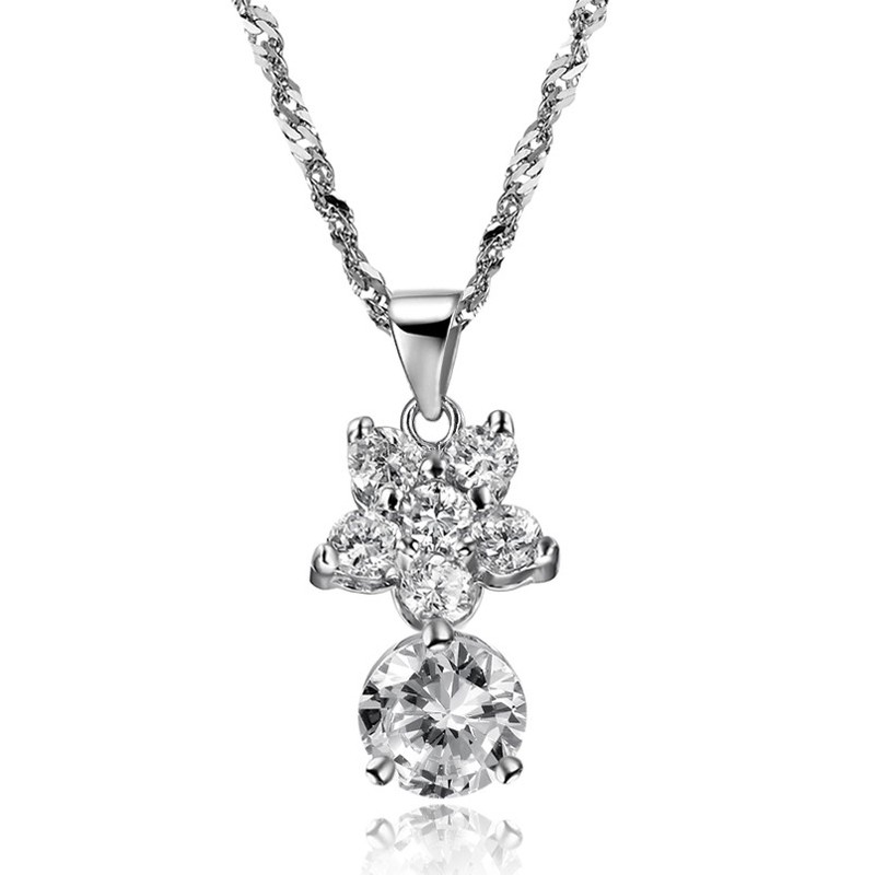 The Queen of Quality Female Star Platinum Plating Titanium Necklace With Rhinestone