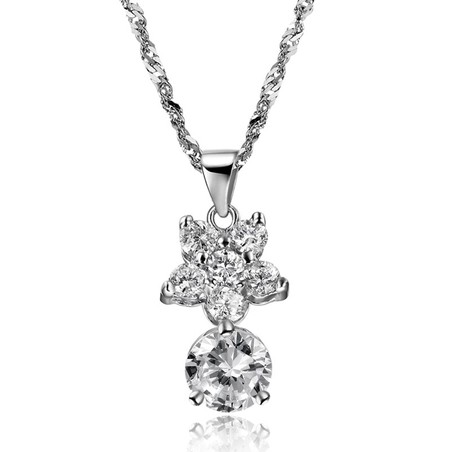 The Queen of Quality Female Star Platinum Plating Titanium Necklace With Rhinestone
