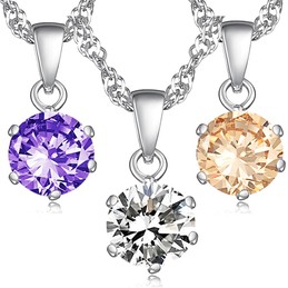 Stable Quality Female Platinum Plating Titanium Necklace With Diamond