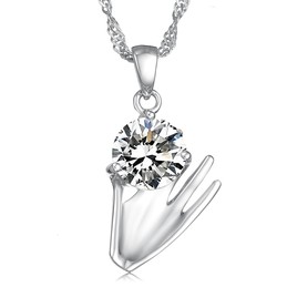 Wide Varieties Female Purple Platinum Plating Titanium Necklace With Diamond