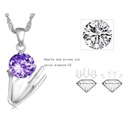 Wide Varieties Female Purple Platinum Plating Titanium Necklace With Diamond