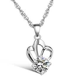 Easy to Use Female Allergy Free Platinum Plating Titanium Necklace With Rhinestone