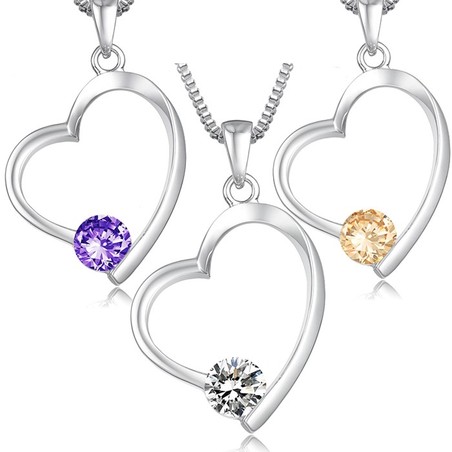 Wide Varieties Female Platinum Plating Titanium Necklace With Diamond