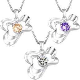 Excellent Quality Female Platinum Plating Titanium Necklace With Diamond