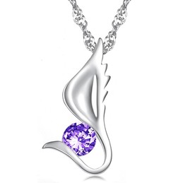 The Queen of Quality Female Wing Shape Platinum Plating Titanium Necklace With Diamond
