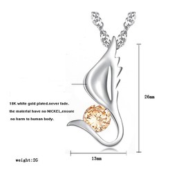 The Queen of Quality Female Wing Shape Platinum Plating Titanium Necklace With Diamond