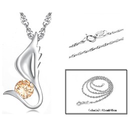 The Queen of Quality Female Wing Shape Platinum Plating Titanium Necklace With Diamond