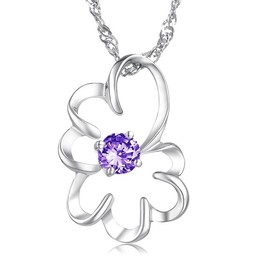 Wide Varieties Female Purple Platinum Plating Titanium Necklace With Diamond