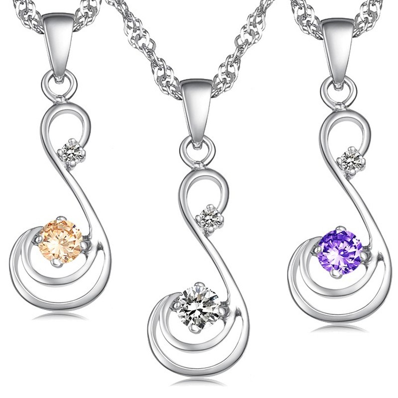 Quality and Quantity Assured Female Platinum Plating Titanium Necklace With Diamond